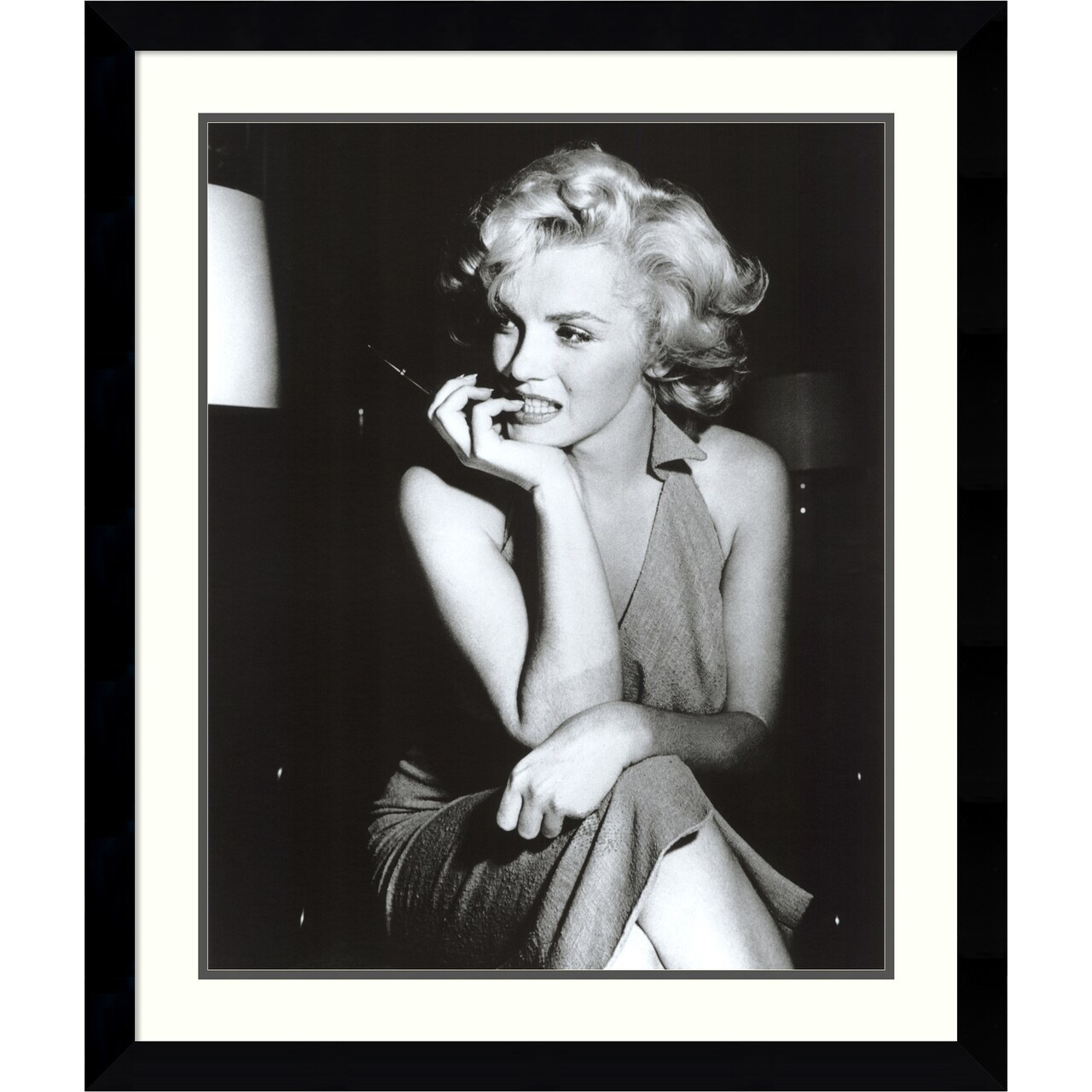 Marilyn Monroe Hollywood 1952 Wood Framed Wall Art Print 30 in. W x 35 in. H